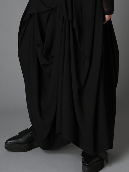 HIGH TWIST GABARDINE DRAPED SKIRT DRESS