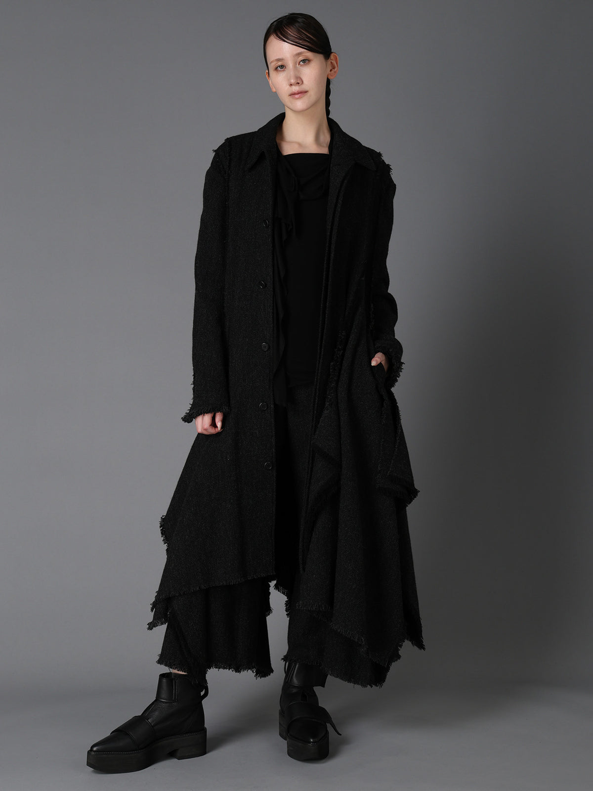 TOP DYED TWEED FLARED PANEL DRESS B