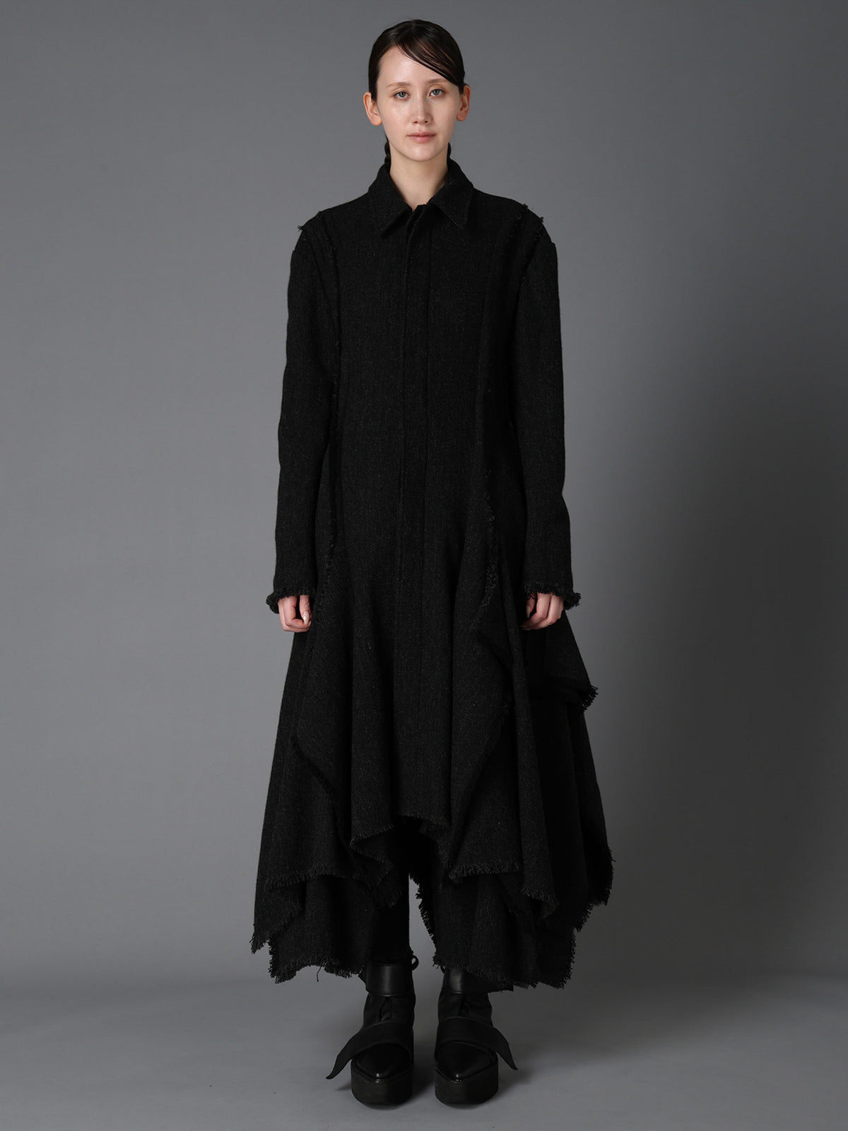 TOP DYED TWEED FLARED PANEL DRESS B