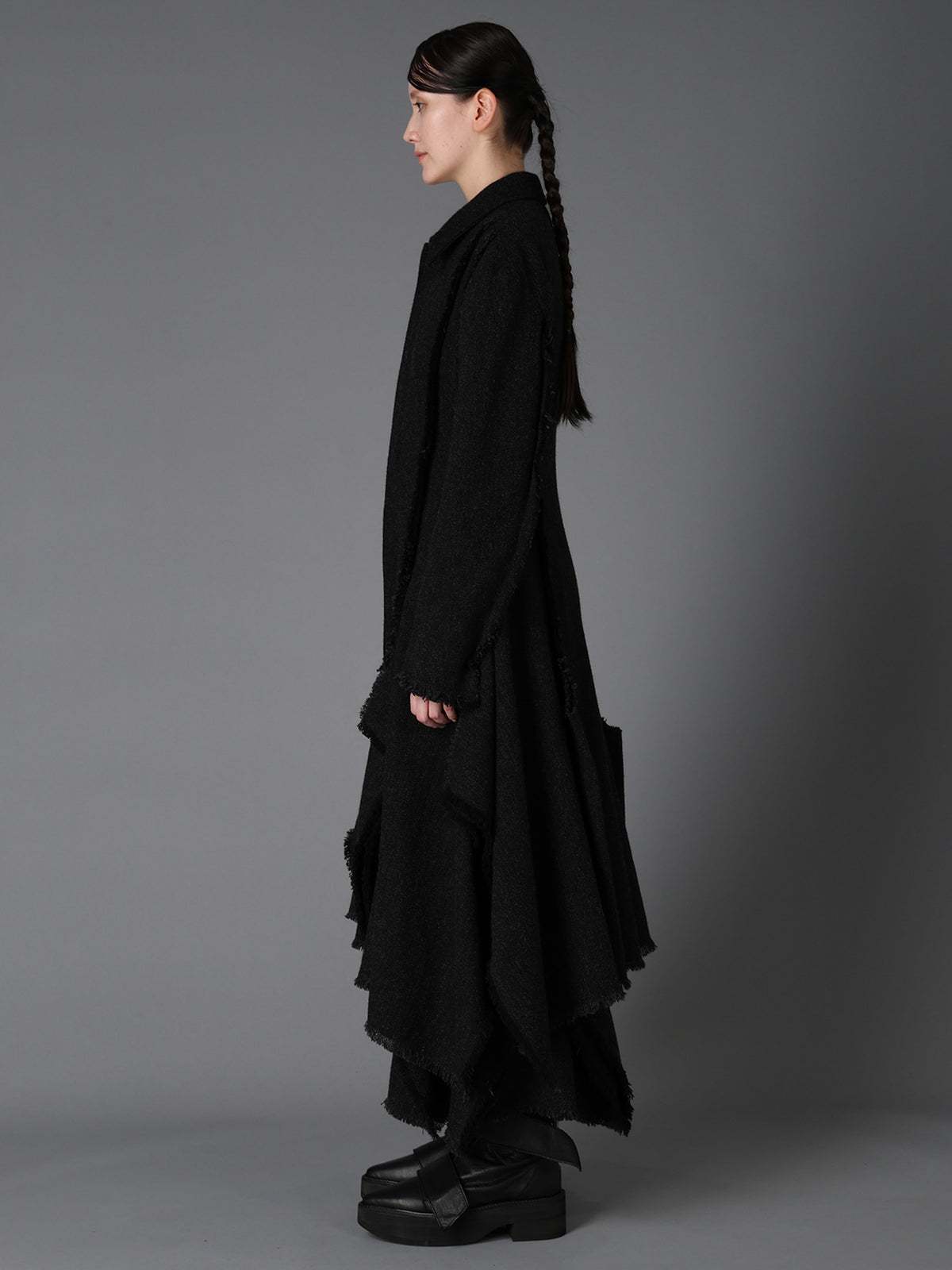 TOP DYED TWEED FLARED PANEL DRESS B