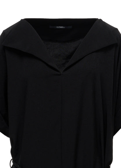 TA/PE CREPE DE CHINE OPEN COLLAR DRESS