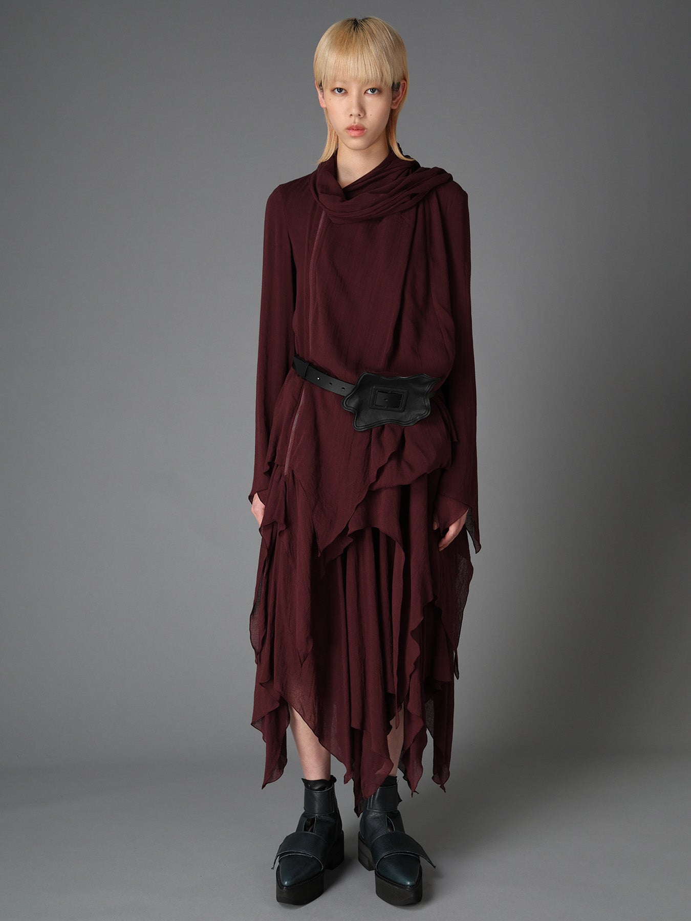 TANNED LEATHER COMBINATION ASYMMETRIC LEATHER WRAPPED BELT – THE