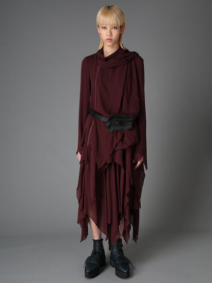 TANNED LEATHER COMBINATION ASYMMETRIC LEATHER WRAPPED BELT