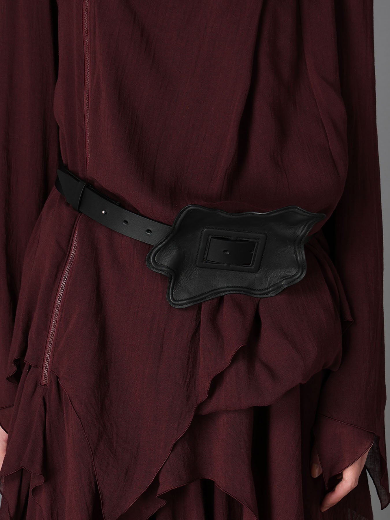 TANNED LEATHER COMBINATION ASYMMETRIC LEATHER WRAPPED BELT – THE