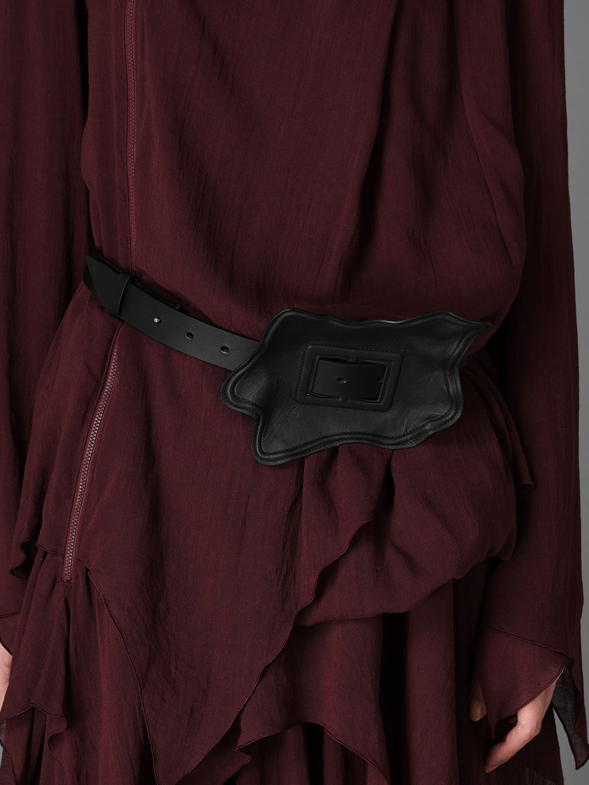 TANNED LEATHER COMBINATION ASYMMETRIC LEATHER WRAPPED BELT