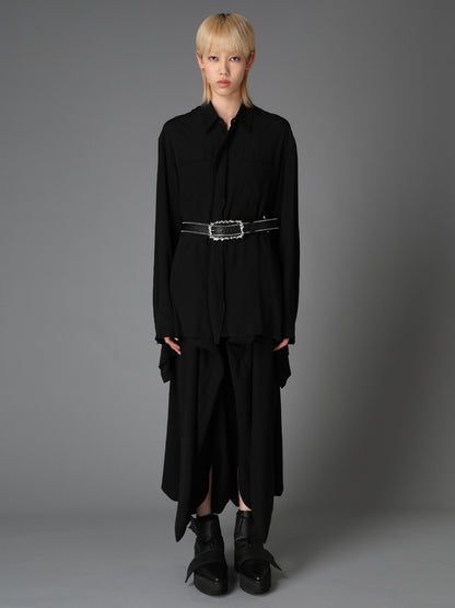CROCO EMBOSSED LEATHER+KIP LEATHER  ZIP DETAIL BELT