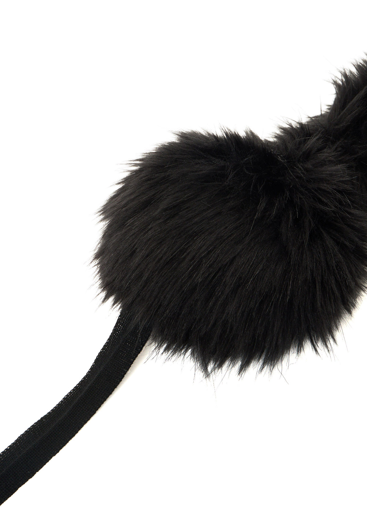 LONG FUR+MOIST TANNED KIP LEATHER RIBBON EARMUFFS