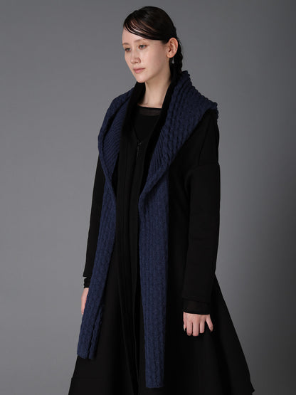 BOBBLE RIB KNIT HOODED SCARF