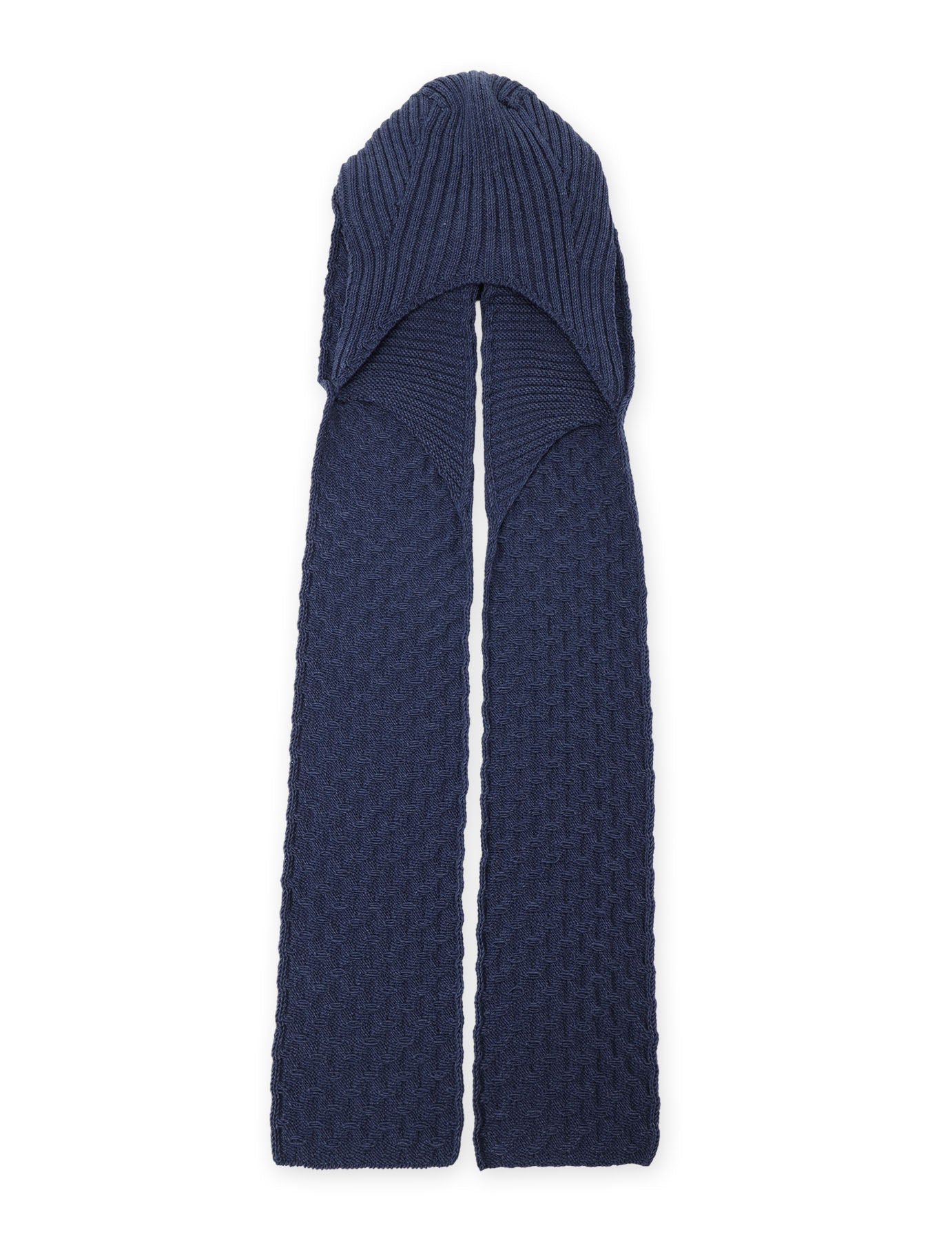 BOBBLE RIB KNIT HOODED SCARF