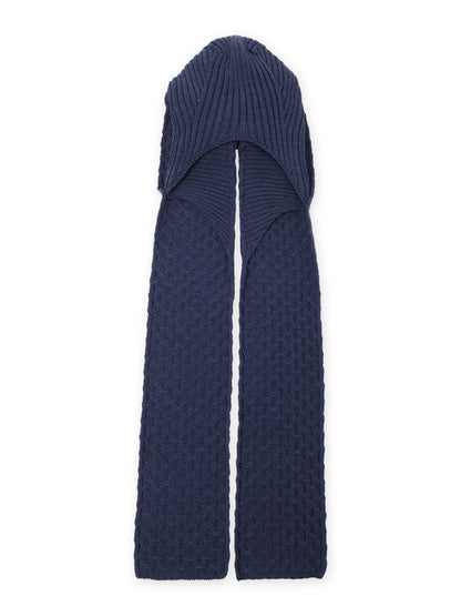 BOBBLE RIB KNIT HOODED SCARF