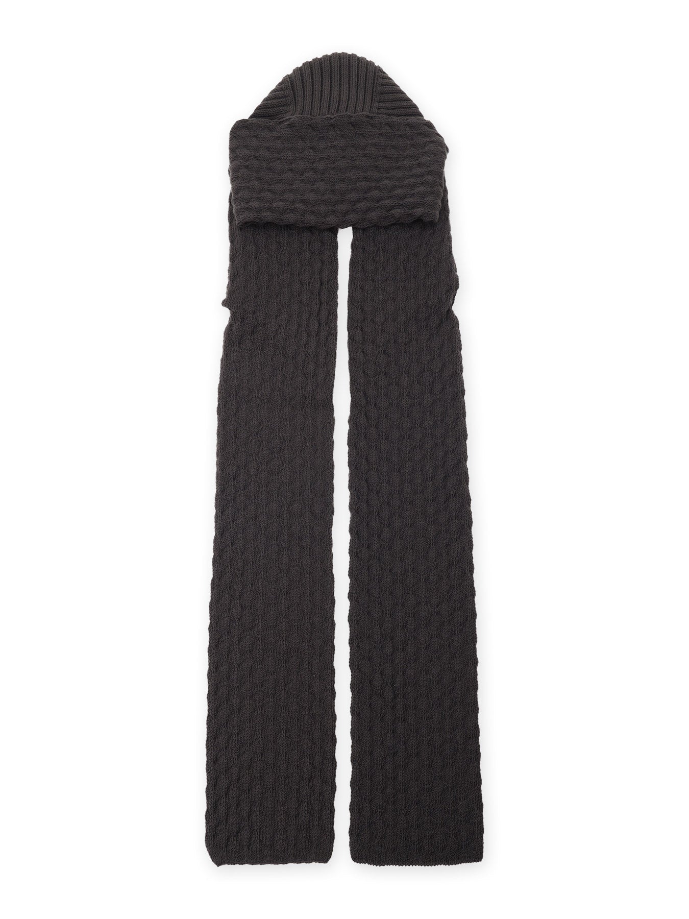 BOBBLE RIB KNIT HOODED SCARF