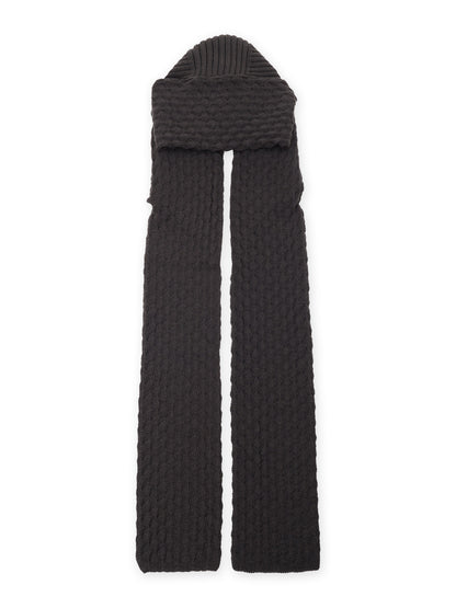 BOBBLE RIB KNIT HOODED SCARF