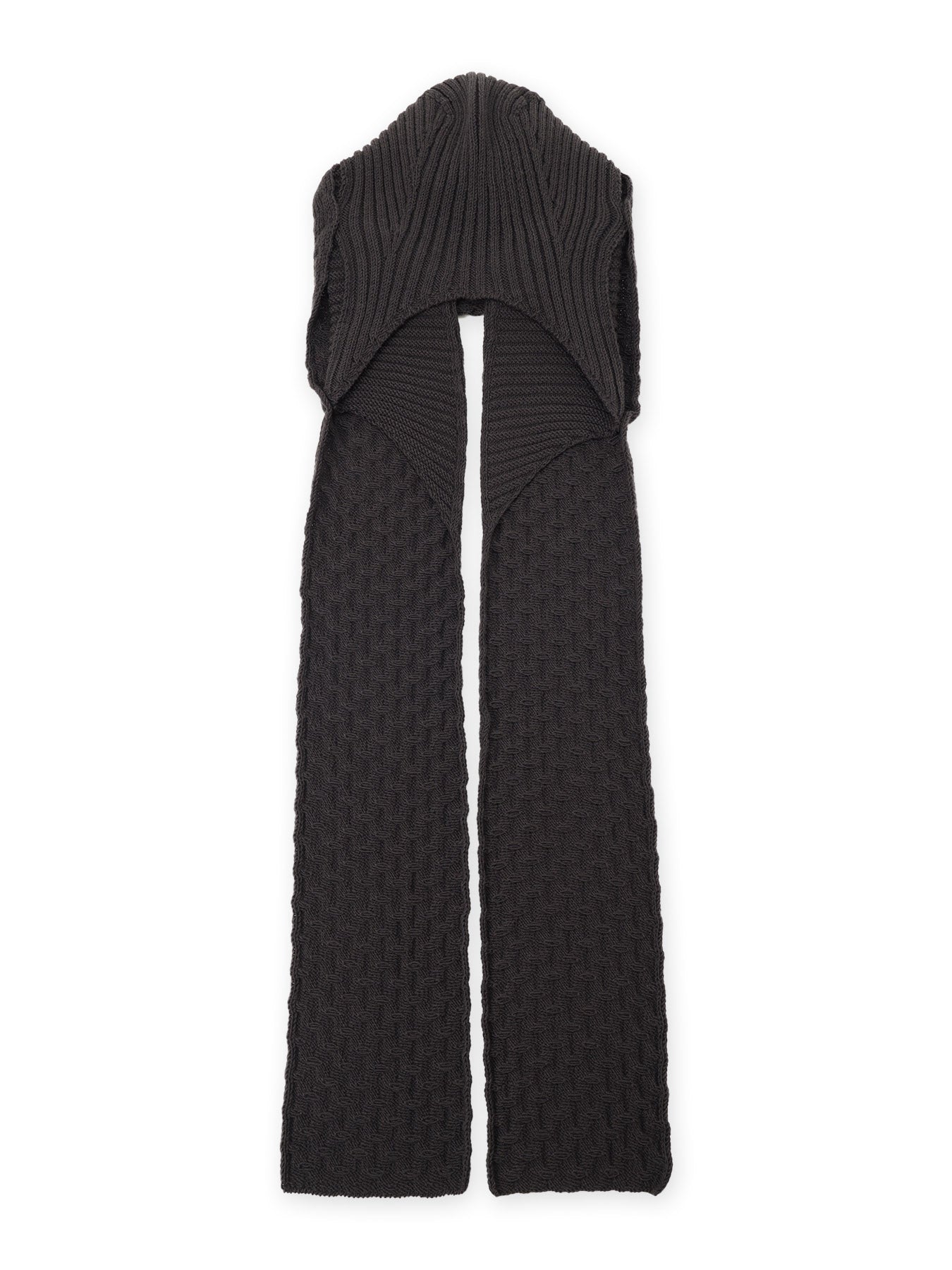 BOBBLE RIB KNIT HOODED SCARF
