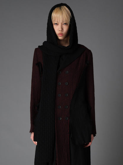 BOBBLE RIB KNIT HOODED SCARF