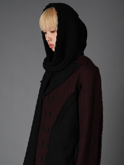 BOBBLE RIB KNIT HOODED SCARF
