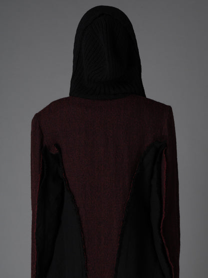 BOBBLE RIB KNIT HOODED SCARF