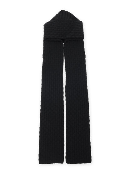 BOBBLE RIB KNIT HOODED SCARF