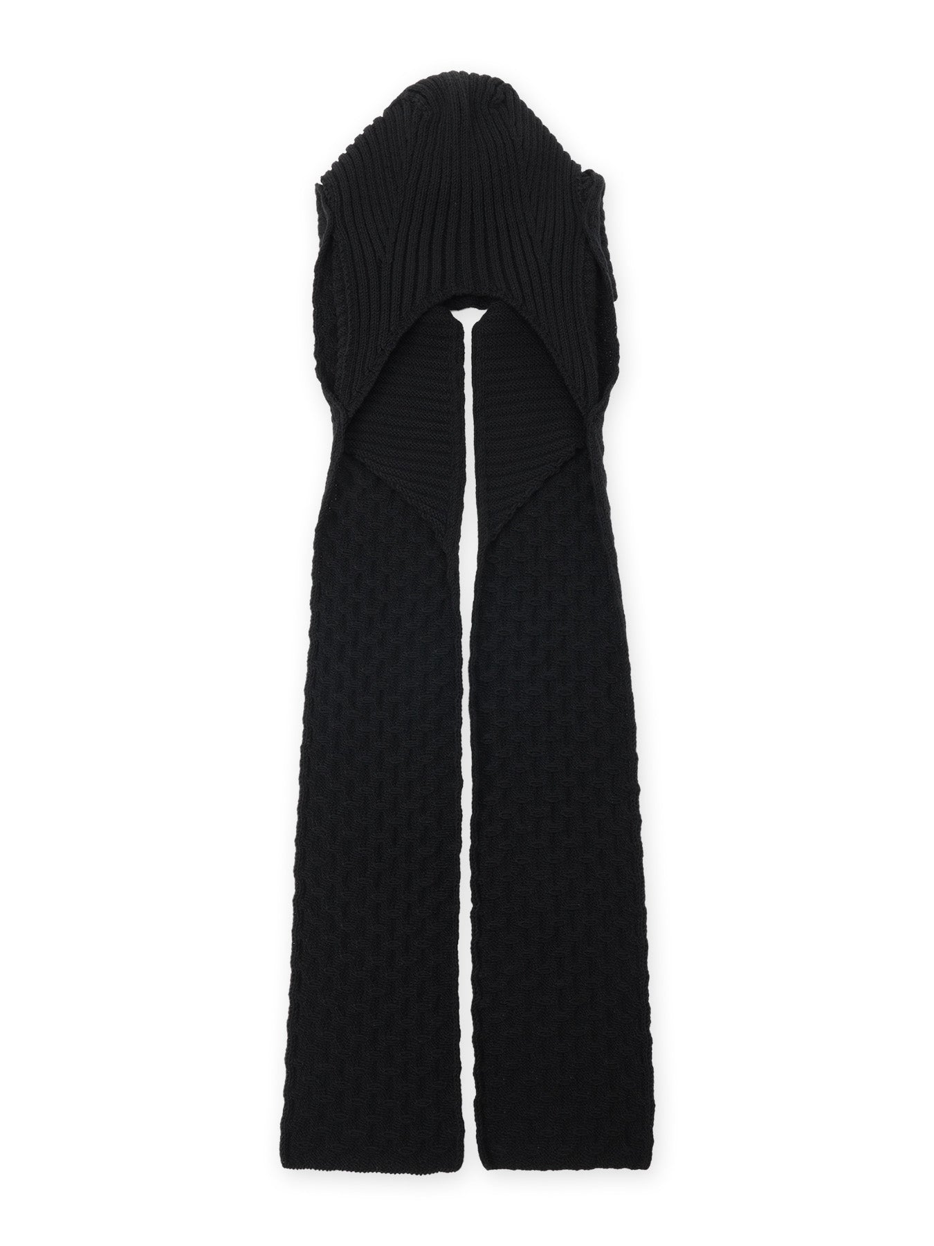 BOBBLE RIB KNIT HOODED SCARF