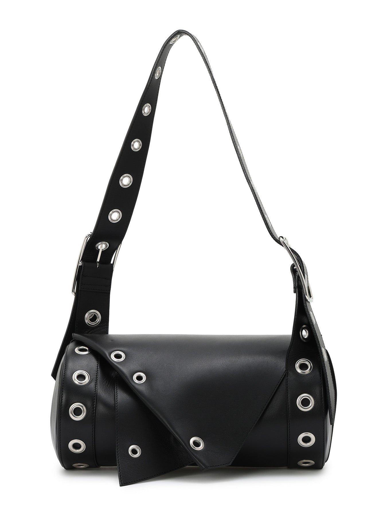 OIL TANNED LEATHER EYELET DETAIL ROUND BAG