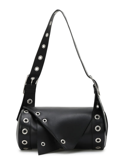 OIL TANNED LEATHER EYELET DETAIL ROUND BAG
