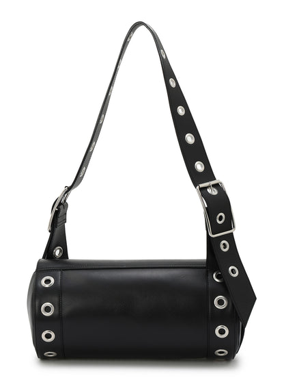 OIL TANNED LEATHER EYELET DETAIL ROUND BAG