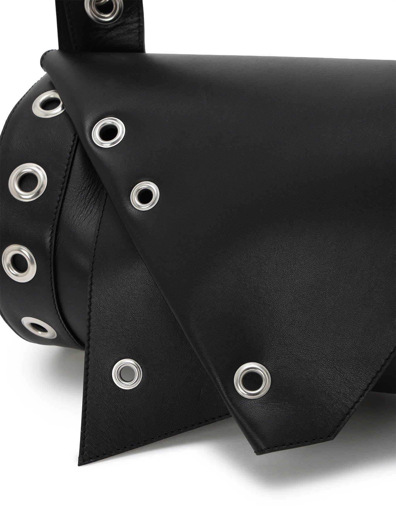 OIL TANNED LEATHER EYELET DETAIL ROUND BAG