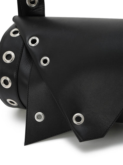 OIL TANNED LEATHER EYELET DETAIL ROUND BAG