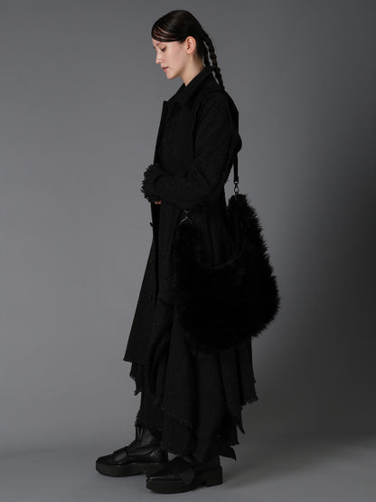 LONG FUR+COTTON TWILL 3 WAY SHOULDER STRAP FUR BAG
