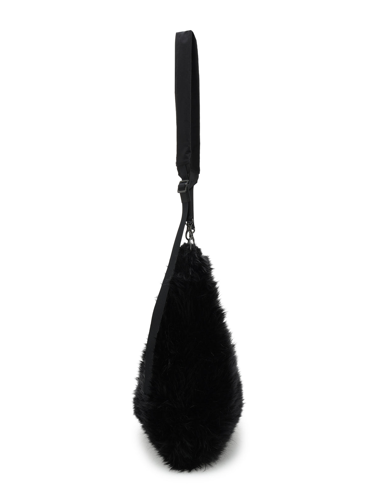 LONG FUR+COTTON TWILL 3 WAY SHOULDER STRAP FUR BAG