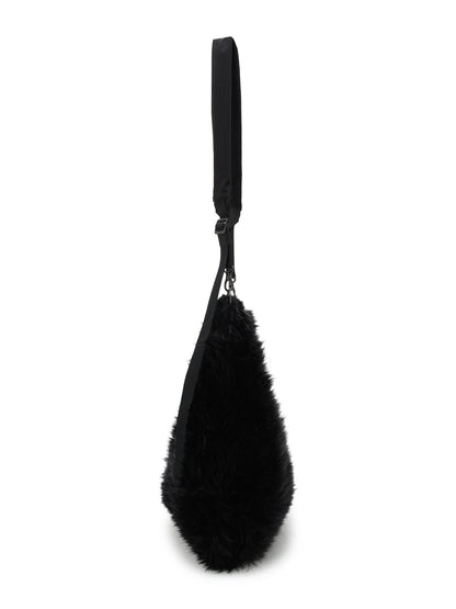 LONG FUR+COTTON TWILL 3 WAY SHOULDER STRAP FUR BAG