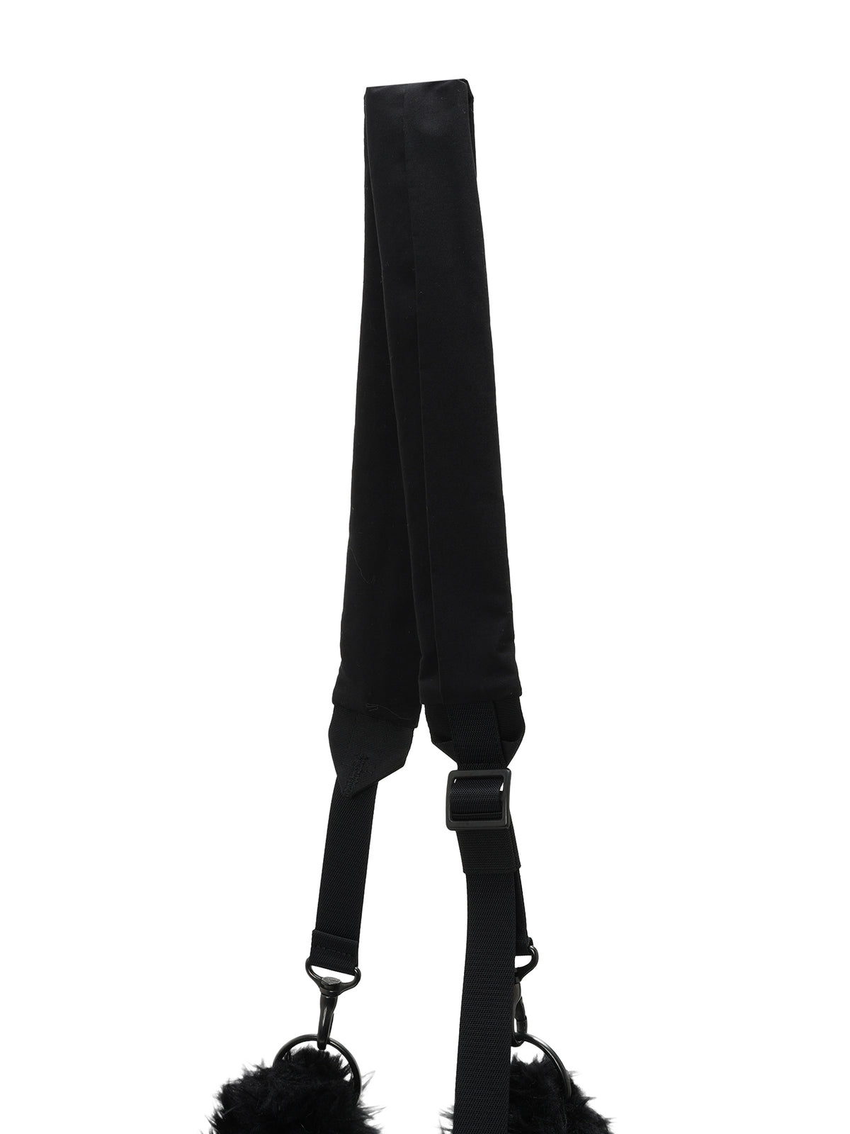 LONG FUR+COTTON TWILL 3 WAY SHOULDER STRAP FUR BAG