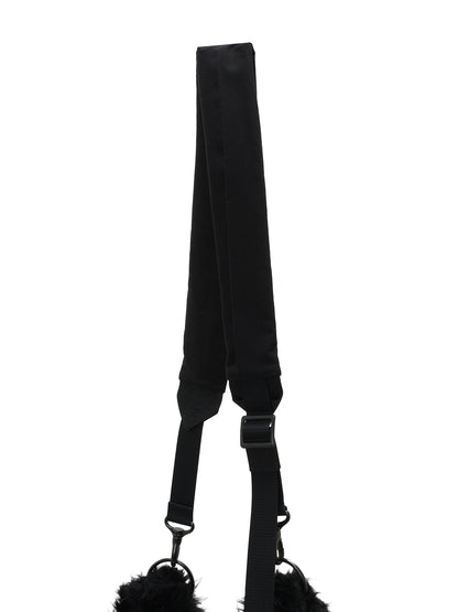 LONG FUR+COTTON TWILL 3 WAY SHOULDER STRAP FUR BAG
