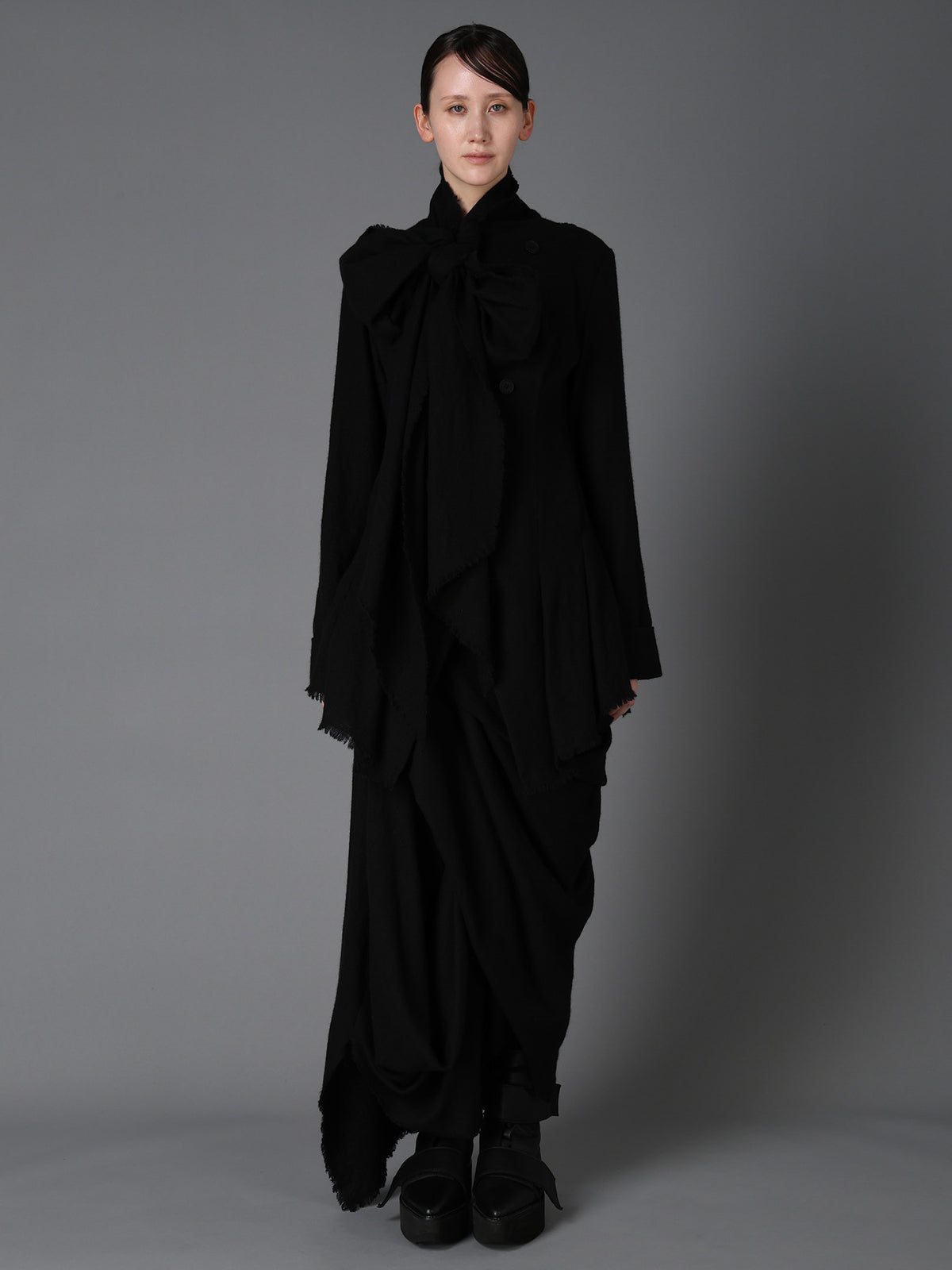 HERRINGBONE RIBBON DETAIL DOUBLE JACKET
