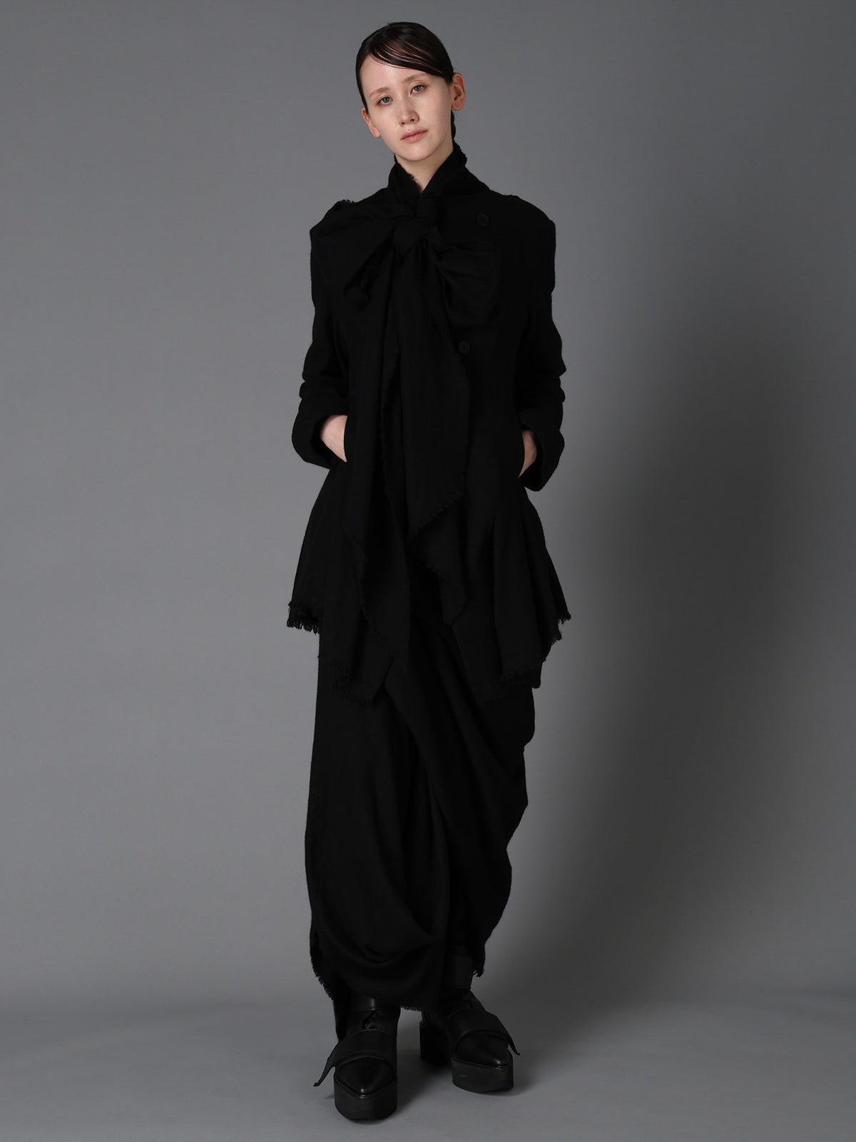 HERRINGBONE RIBBON DETAIL DOUBLE JACKET