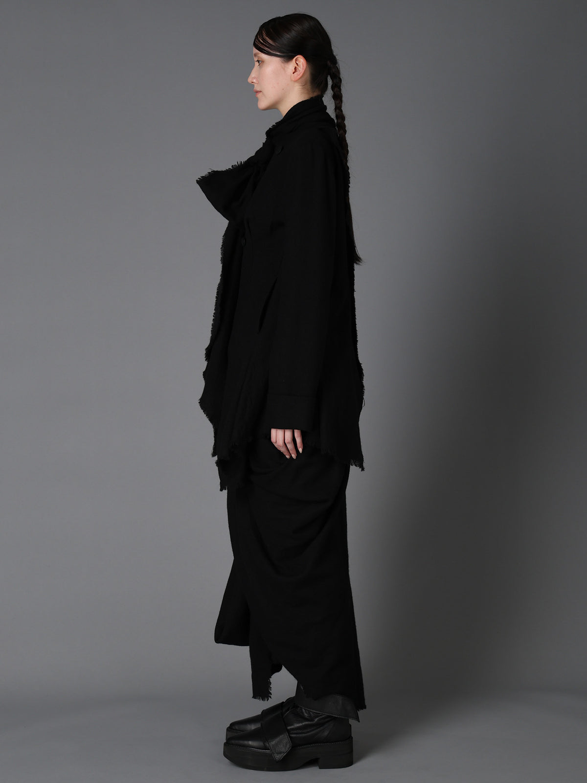 HERRINGBONE RIBBON DETAIL DOUBLE JACKET