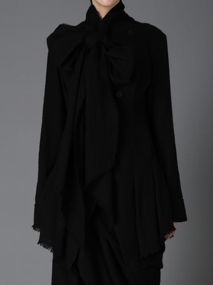 HERRINGBONE RIBBON DETAIL DOUBLE JACKET