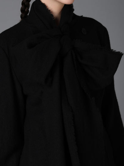 HERRINGBONE RIBBON DETAIL DOUBLE JACKET