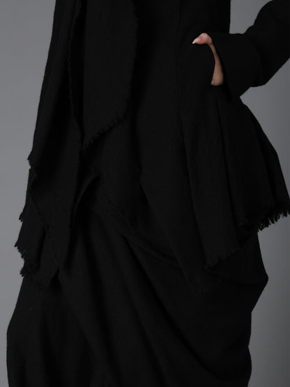 HERRINGBONE RIBBON DETAIL DOUBLE JACKET