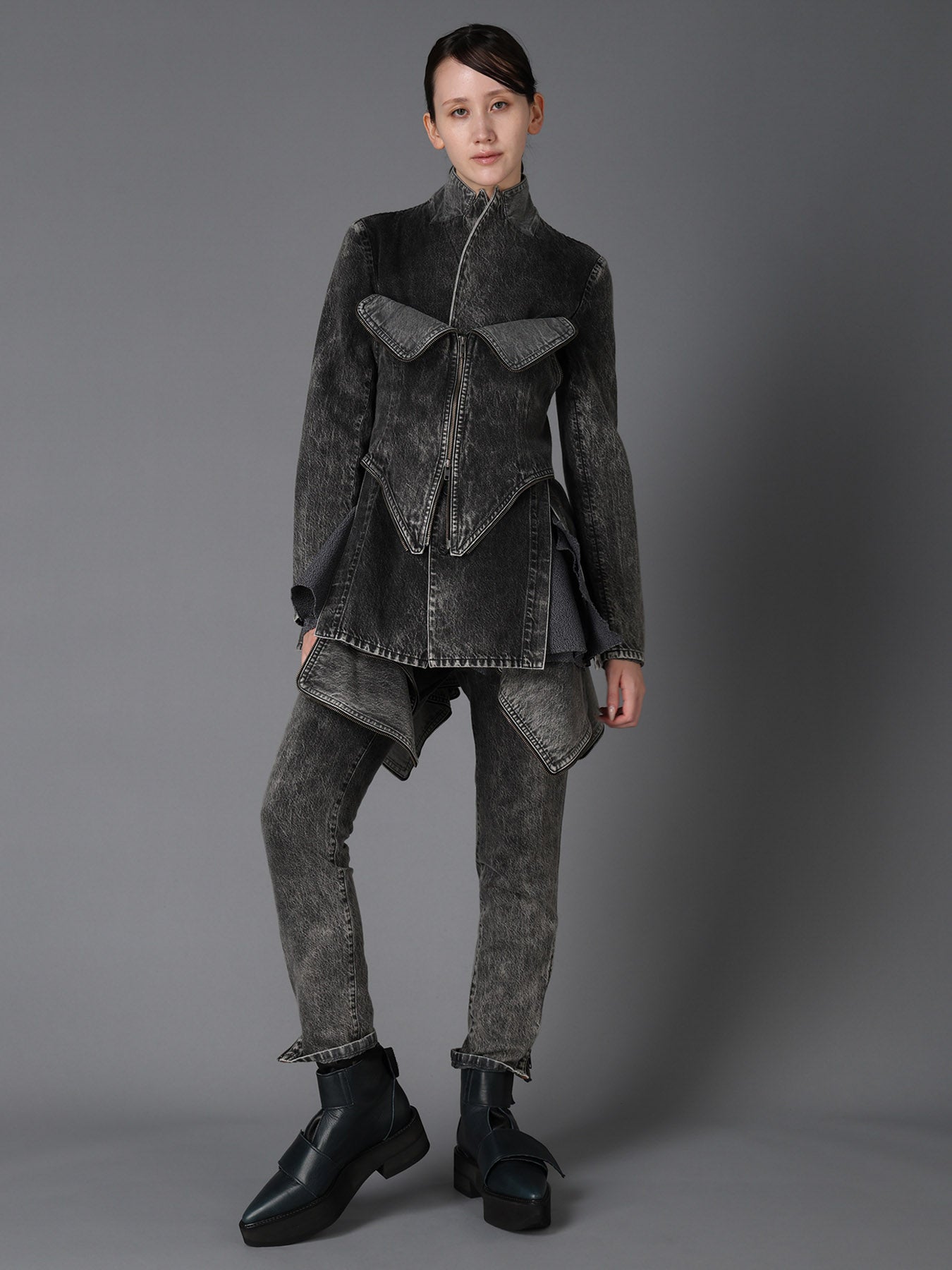 MIST BLEACHED DENIM BUSTIER DETAIL JACKET – THE SHOP YOHJI YAMAMOTO