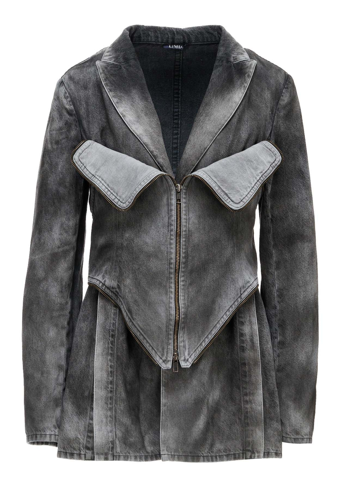 MIST BLEACHED DENIM BUSTIER DETAIL JACKET