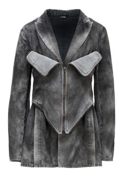 MIST BLEACHED DENIM BUSTIER DETAIL JACKET