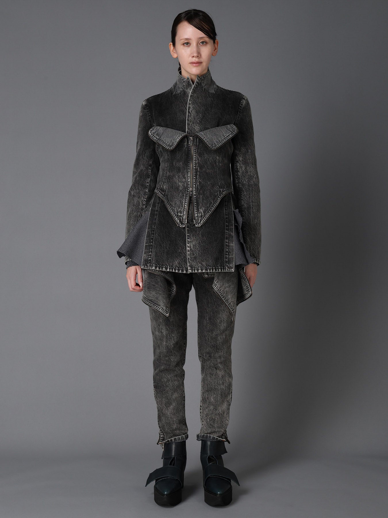 MIST BLEACHED DENIM BUSTIER DETAIL JACKET – THE SHOP YOHJI YAMAMOTO