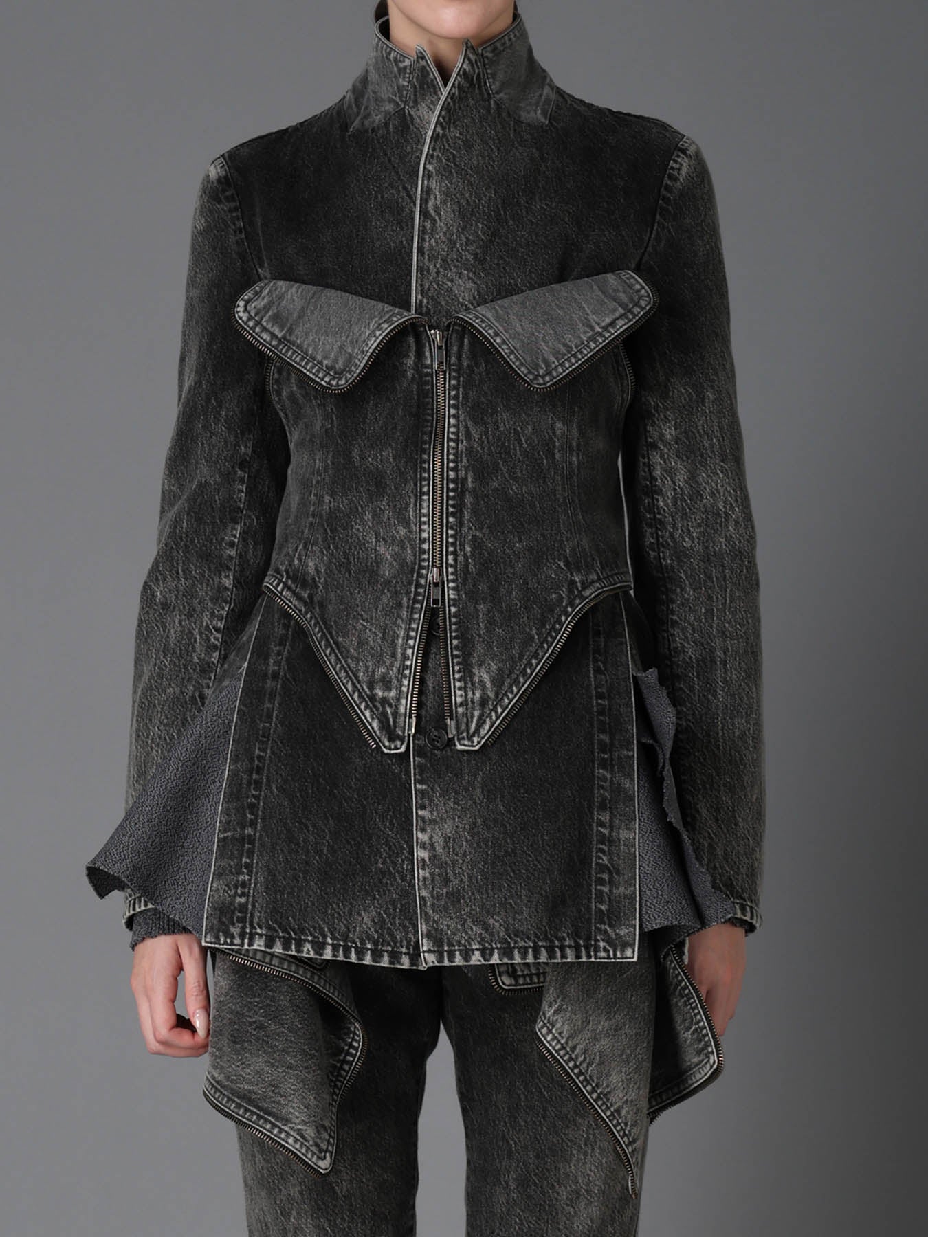 MIST BLEACHED DENIM BUSTIER DETAIL JACKET – THE SHOP YOHJI YAMAMOTO