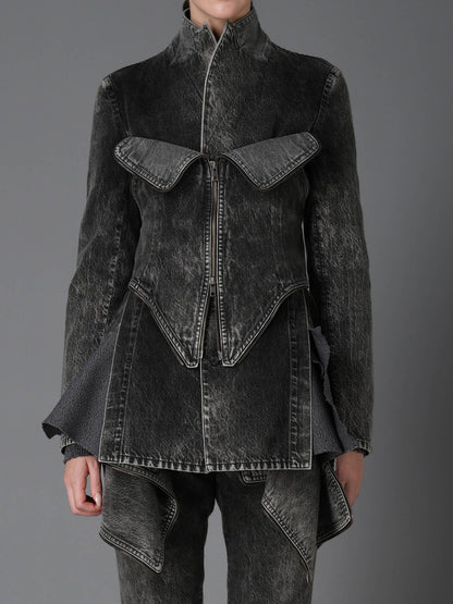 MIST BLEACHED DENIM BUSTIER DETAIL JACKET