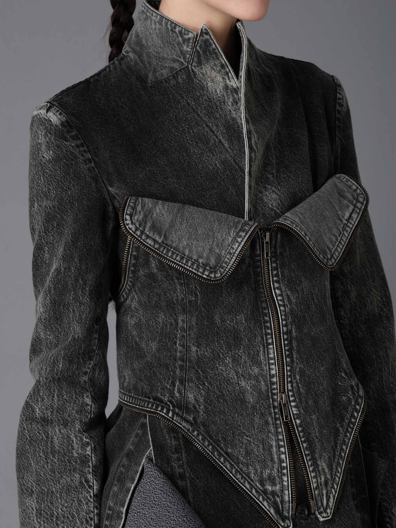 MIST BLEACHED DENIM BUSTIER DETAIL JACKET – THE SHOP YOHJI YAMAMOTO
