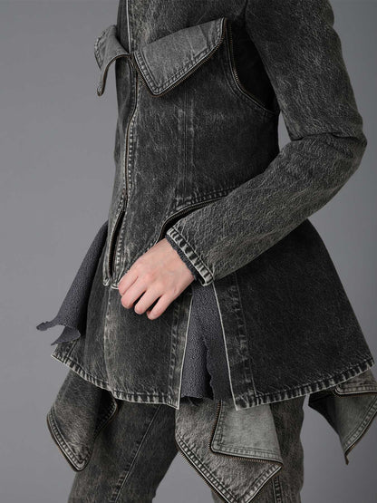 MIST BLEACHED DENIM BUSTIER DETAIL JACKET