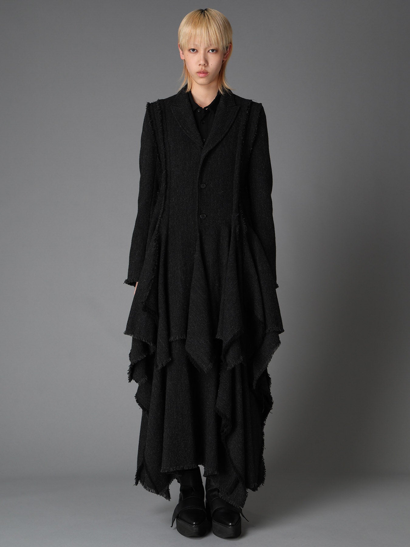 TOP DYED TWEED FLARED PANEL JACKET B – THE SHOP YOHJI YAMAMOTO