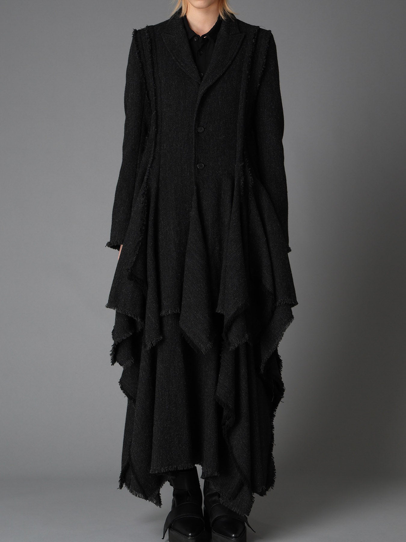 TOP DYED TWEED FLARED PANEL JACKET B – THE SHOP YOHJI YAMAMOTO