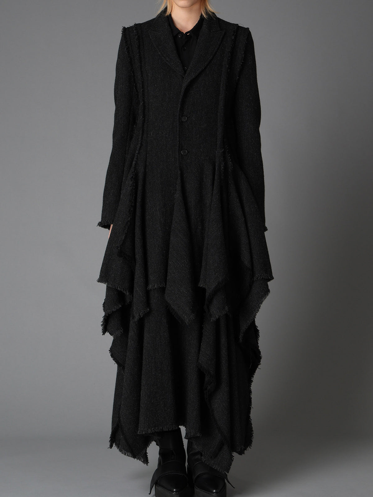 TOP DYED TWEED FLARED PANEL JACKET B
