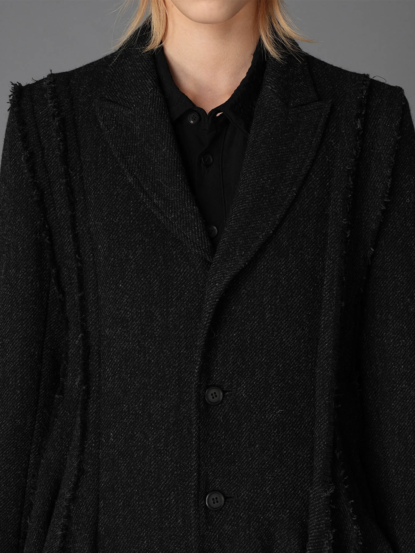 TOP DYED TWEED FLARED PANEL JACKET B – THE SHOP YOHJI YAMAMOTO
